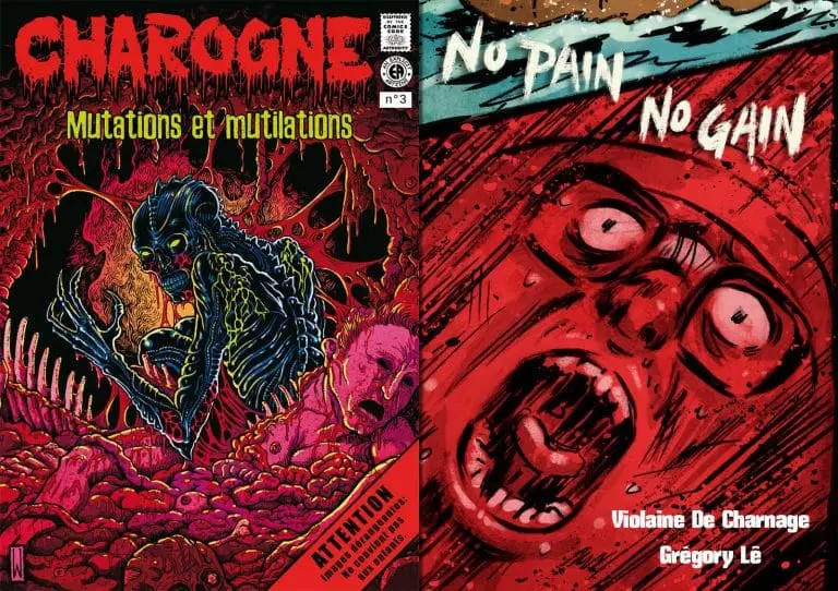 Couverture de CHAROGNE 3 et extrait de « No Pain No Gain »